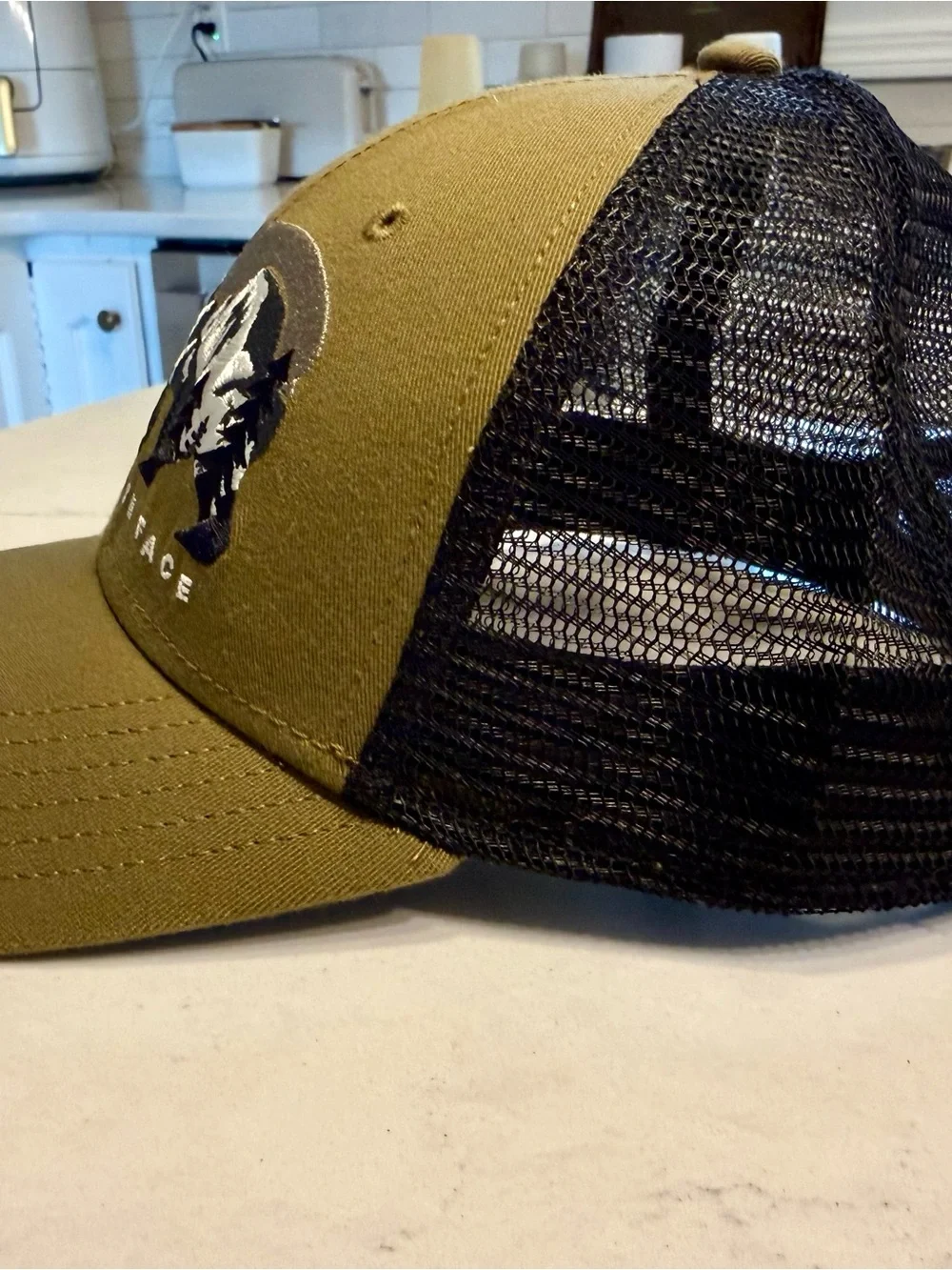 The North Face Olive Green Trucker Hat with Bear Mountain Patch - SnapBack